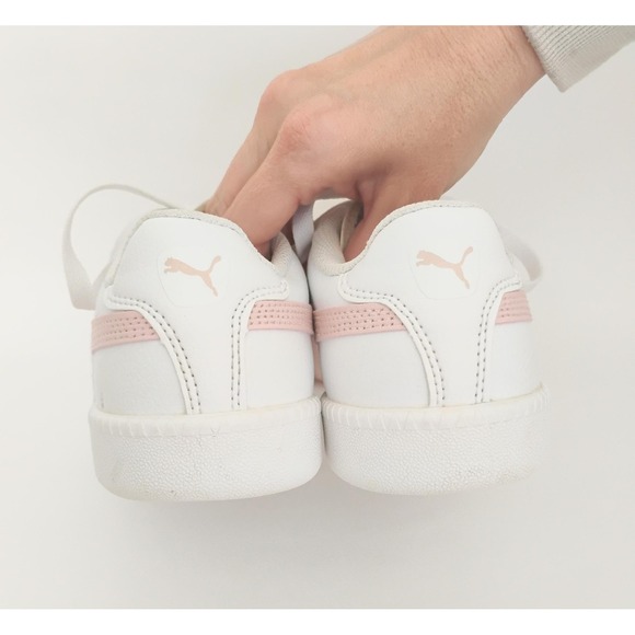 Puma Club 5v5 White Pink Suede T-Toe Sneakers 400802-03 Womens Size 5 - Picture 3 of 5